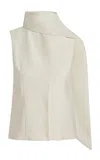 Aya Muse Lyra Draped Wool-blend Top In White