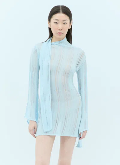 Aya Muse Lys Knitted Mini Dress In Light Blue | ModeSens