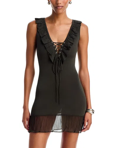 Aya Muse Mela Lace Front Mini Dress In Black