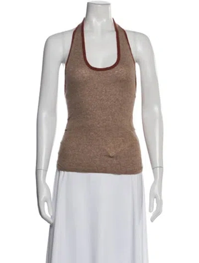 Pre-owned Aya Muse Merino Wool Halterneck Top In Neutral