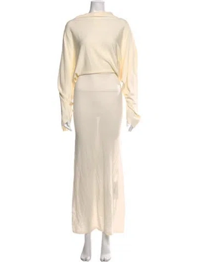 Pre-owned Aya Muse Merino Wool Long Dress In Neutral
