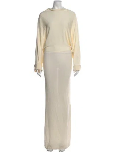 Pre-owned Aya Muse Merino Wool Long Dress In Neutral
