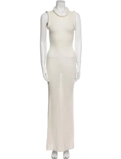 Pre-owned Aya Muse Merino Wool Long Dress In Neutrals