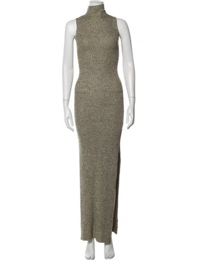 Pre-owned Aya Muse Mock Neck Long Dress In Grey