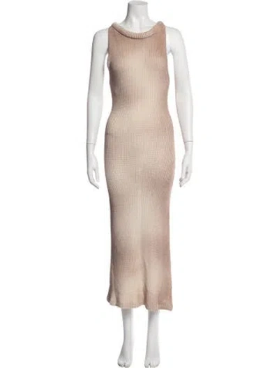 Pre-owned Aya Muse Mock Neck Long Dress In Neutrals