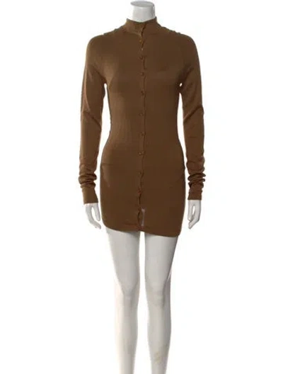 Pre-owned Aya Muse Mock Neck Mini Dress In Brown