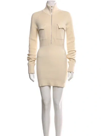 Pre-owned Aya Muse Mock Neck Mini Dress In Neutral