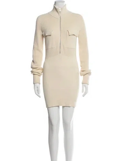Pre-owned Aya Muse Mock Neck Mini Dress In Neutral