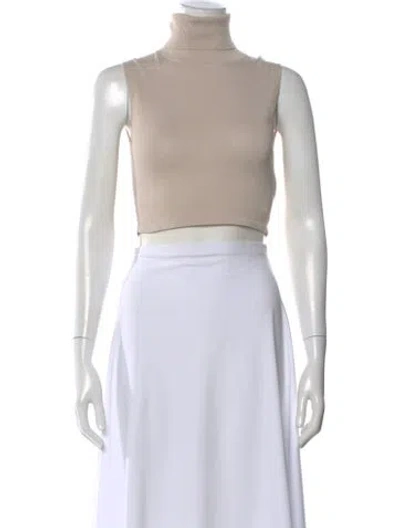 Pre-owned Aya Muse Mock Neck Sleeveless Crop Top In Pink