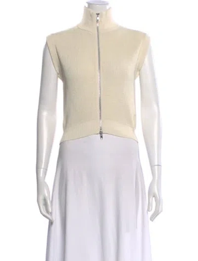 Pre-owned Aya Muse Mock Neck Sleeveless Top In Neutral