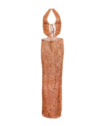 Aya Muse Morel Cutout Sequined Maxi Dress In Orange