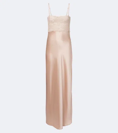 Aya Muse Robe Myra Aus Spitze Und Satin In Neutral