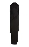 Aya Muse Nou Cape-detailed Knit Silk-blend Maxi Dress In Black