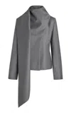 Aya Muse Nysa Scarf-detailed Wool Suiting Jacket In Dark Grey