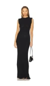 Aya Muse Obi Sleeveless Knit Linen-cotton Maxi Dress In 블랙