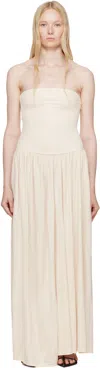 Aya Muse Dia Strapless Gathered Midi Dress In Off White