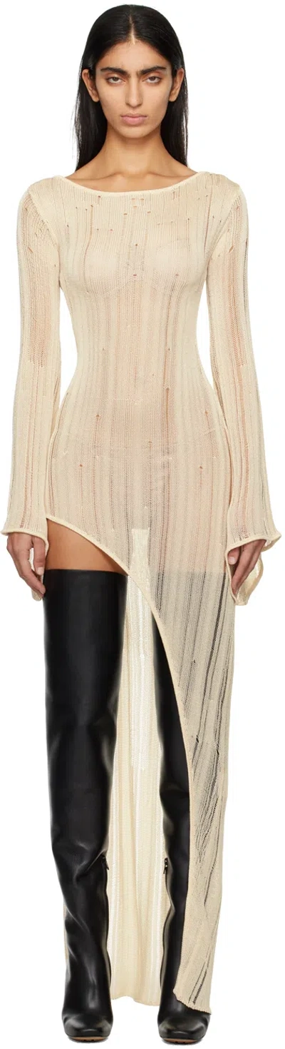 Aya Muse Off-white Myda Midi Dress In Buttercream