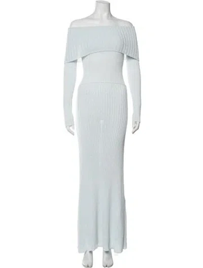 Pre-owned Aya Muse Off-the-shoulder Long Dress In Blue