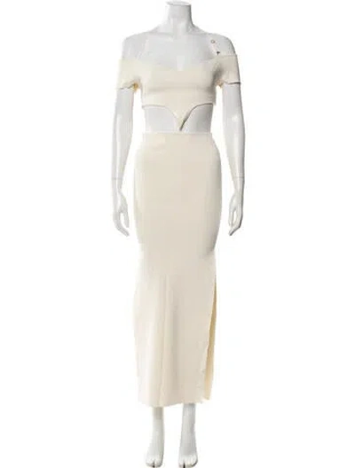 Pre-owned Aya Muse Off-the-shoulder Long Dress In Neutral