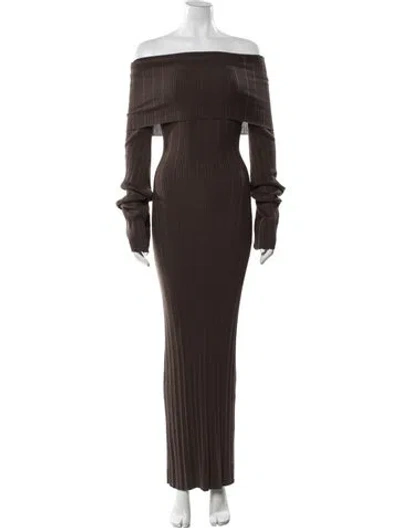 Pre-owned Aya Muse Off-the-shoulder Long Dress W/ Tags In Brown