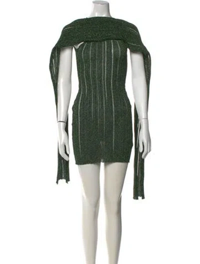 Pre-owned Aya Muse Off-the-shoulder Mini Dress W/ Tags In Green