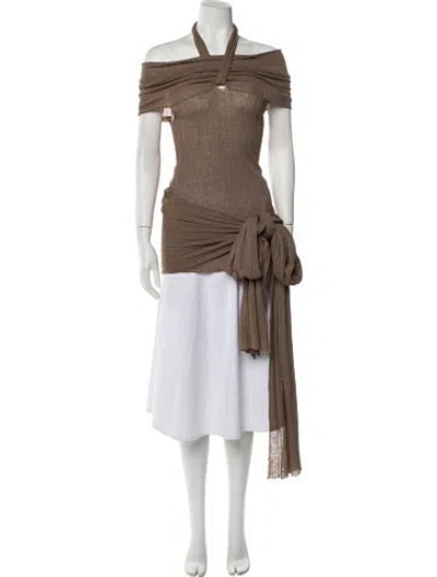 Pre-owned Aya Muse Off-the-shoulder Mini Dress W/ Tags In Neutral