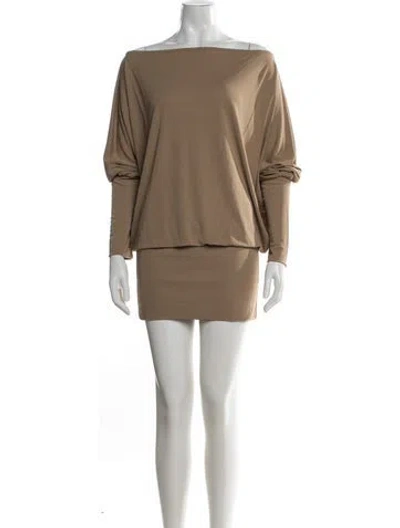 Pre-owned Aya Muse Off-the-shoulder Mini Dress W/ Tags In Neutral