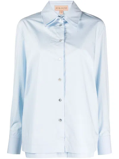 Aya Muse Olia Cotton Shirt In Light Blue