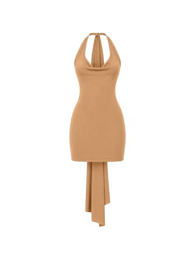 Aya Muse Onda Halter-neck Mini Dress In Neutral