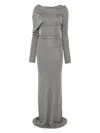 Aya Muse One-shoulder Draped Maxi Dress In Grau