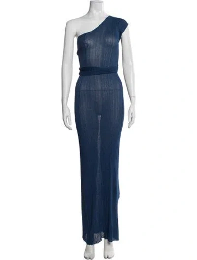 Pre-owned Aya Muse One-shoulder Long Dress In Blue