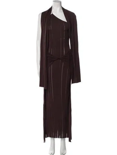 Pre-owned Aya Muse One-shoulder Long Dress In Brown