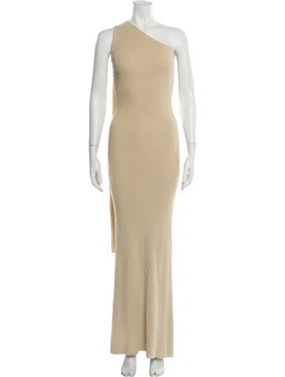 Pre-owned Aya Muse One-shoulder Long Dress In Neutral