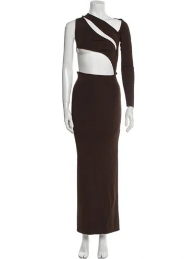 Pre-owned Aya Muse One-shoulder Long Dress W/ Tags In Brown
