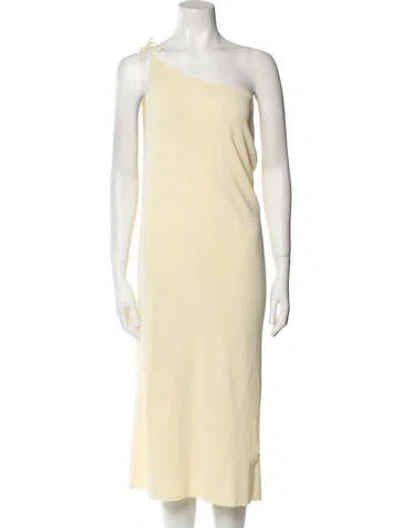 Pre-owned Aya Muse One-shoulder Midi Length Dress In Yellow