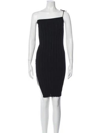 Pre-owned Aya Muse One-shoulder Mini Dress In Black/blue