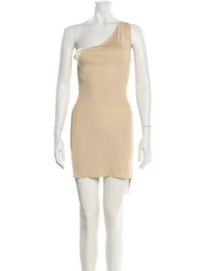 Pre-owned Aya Muse One-shoulder Mini Dress In Neutral