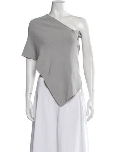 Pre-owned Aya Muse One-shoulder Short Sleeve Top In Grey