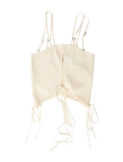 Pre-owned Aya Muse One-shoulder Sleeveless Crop Top In Neutral