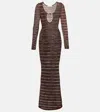 Aya Muse Open-knit Maxi Dress In Brown