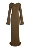 Aya Muse Pallas Knit Silk-cotton Maxi Dress In Green