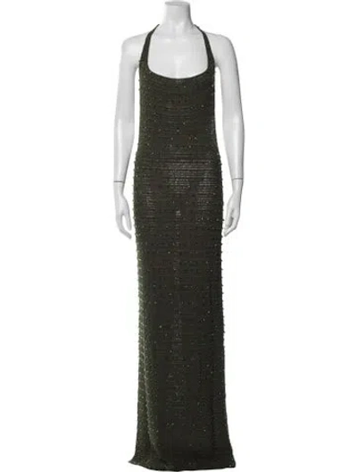 Pre-owned Aya Muse Patterned Long Dress W/ Tags In Green