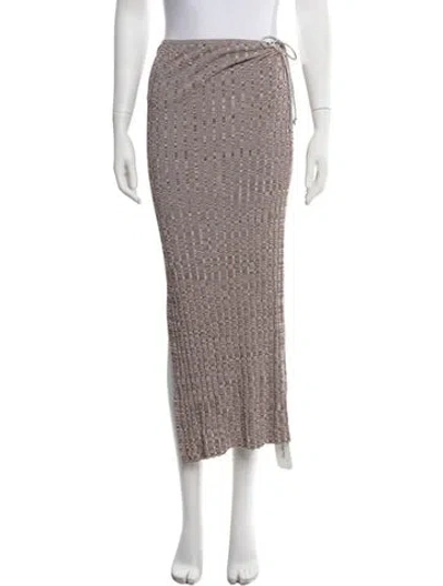 Pre-owned Aya Muse Patterned Long Skirt In Brown