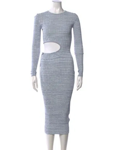 Pre-owned Aya Muse Patterned Midi Length Dress In Blue