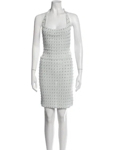 Pre-owned Aya Muse Patterned Mini Dress In Blue