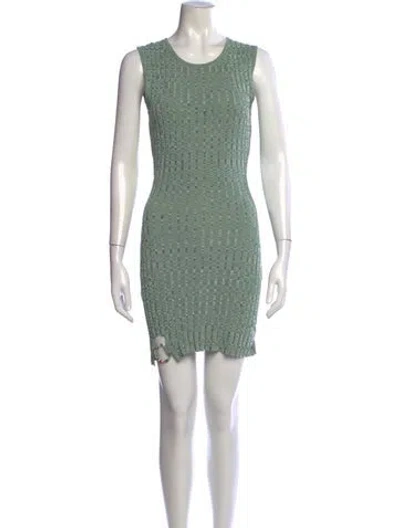 Pre-owned Aya Muse Patterned Mini Dress In Green