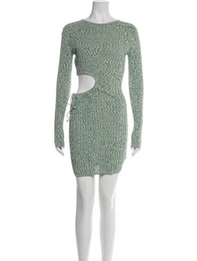 Pre-owned Aya Muse Patterned Mini Dress In Green/white