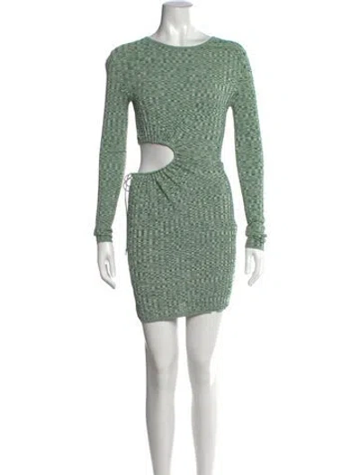 Pre-owned Aya Muse Patterned Mini Dress In Green/white