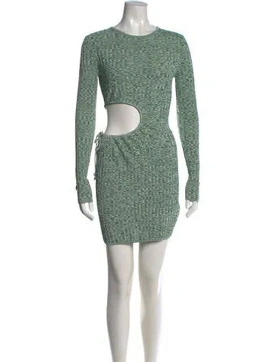 Pre-owned Aya Muse Patterned Mini Dress In Green/white