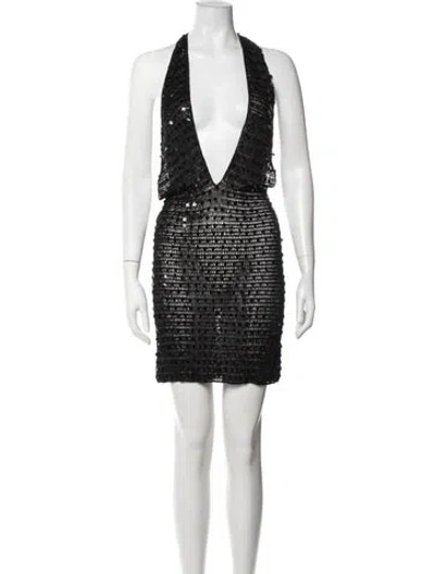 Pre-owned Aya Muse Patterned Mini Dress W/ Tags In Black